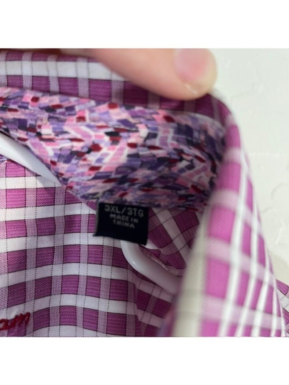Robert Graham Shirt Mens XXXL Button Up Flip Cuff Art Pink White Check - Picture 4 of 7